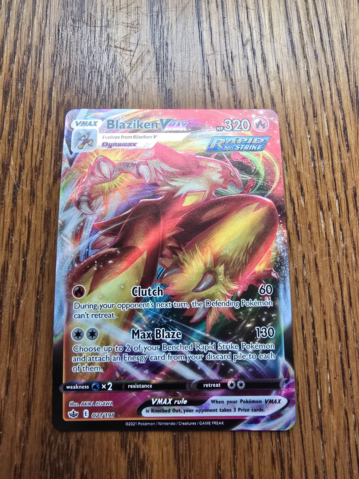 Pokémon TCG Blaziken VMAX Holo Ultra Rare Card 21/198 Chilling Reign