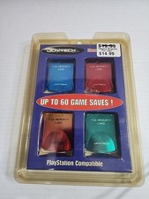 NEW Sealed 4 Pack PS1 Joytech Memory Cards 1m Playstation 1 Assorted Colors