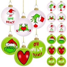Christmas Decorations, 12 Pcs 2.4" Green  White Shatterproof Christmas Ornam...