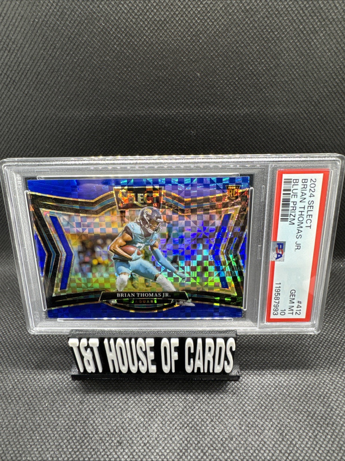 2024 Select Brian Thomas Jr. Rookie Field Blue Prizm /75 Jaguars #412 PSA 10