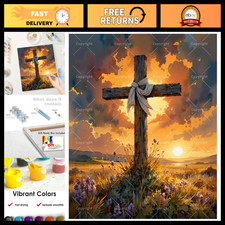 DIY Religious Paint by Numbers Kit - Inspirational Cross Canvas Art, 16x20in Fra