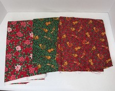Cranston Print Works VIP Red/Green Holiday Floral Fabrics 3 yards Total LOT