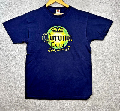 VTG Corona Extra T Shirt Adult Large Blue Got Lime? Fruit Of The Loom Made In US