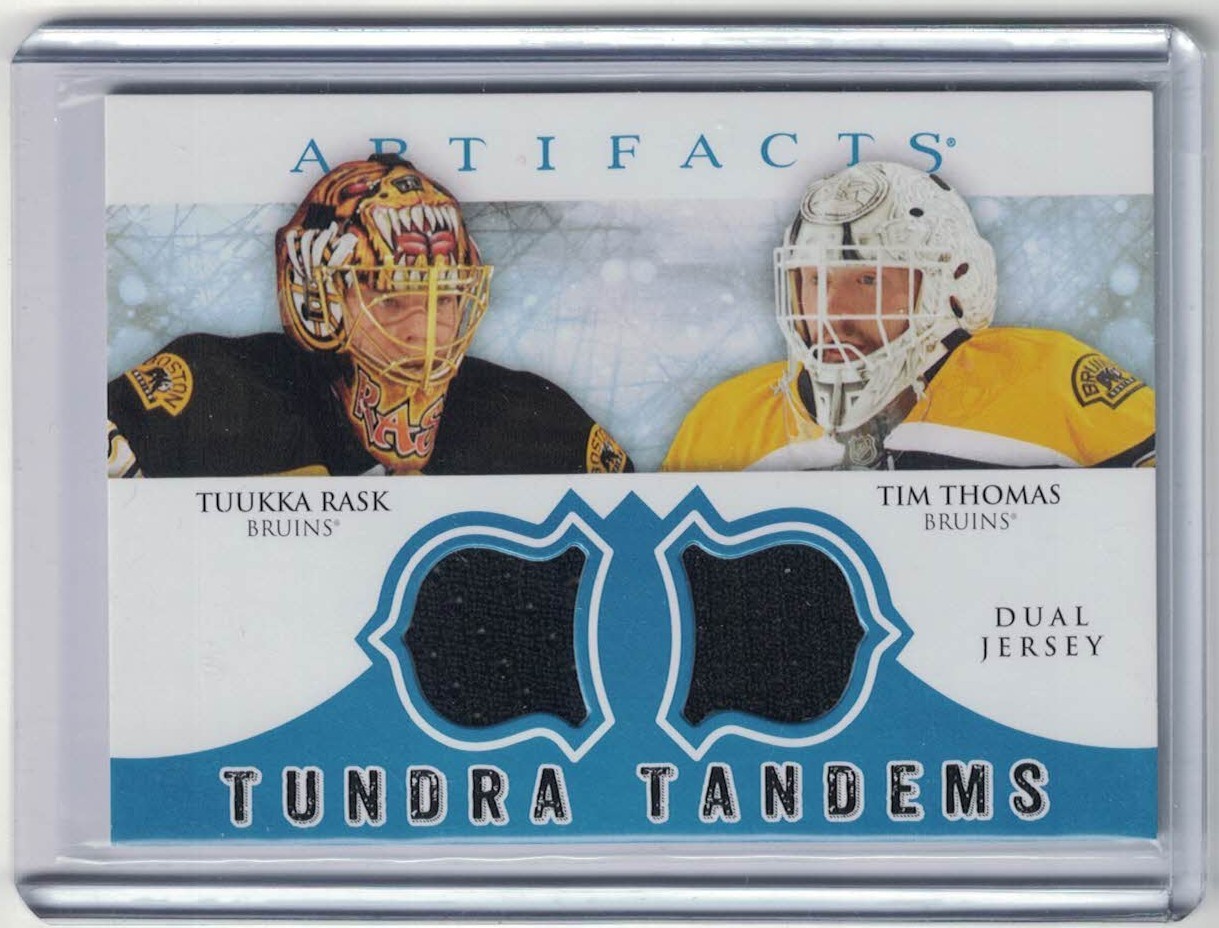 ⭐Tuukka Rask - Tim Thomas - 2012-13 - Artifacts - Blue Tundra Tandems Jersey⭐