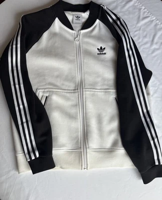 Adidas Originals White/Black 3-Stripe Full Zip Track Jacket w/ Pockets Men’s M - Image 1 of 4