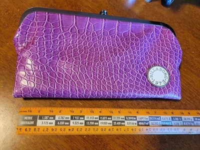 Purple Faux Leather billabong Bi-Fold 2 Compartment Clutch 8 1/2'' wallet 1973