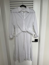 Banana Republic Factory Poplin Wrap Tie Midi Shirtdress White S Petite NWT