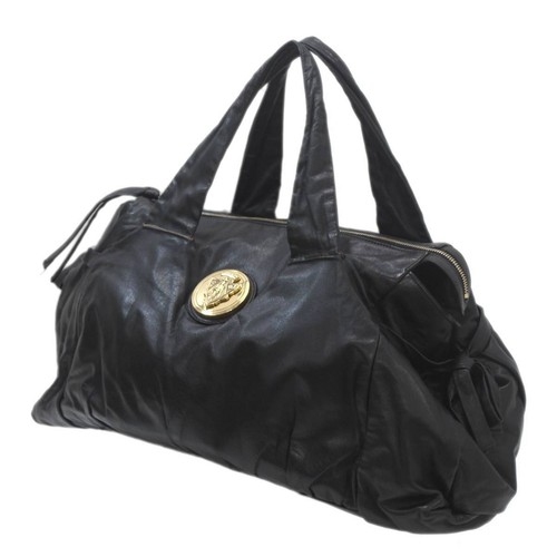 GUCCI Handbag Tote Bag Historia Logo Black 197021 Leather NO B Rank