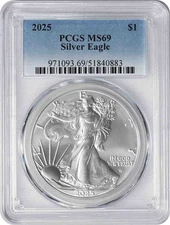 2025 $1 American Silver Eagle MS69 PCGS
