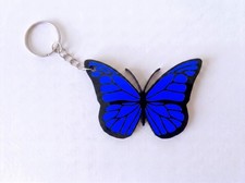 Blue Butterfly Keychain Black Outline Lightweight Bag Charm Backpack Accessory