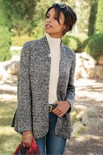 Soft Surroundings Women s Medium Open Blazer Pockets Lined Gray Black Collared