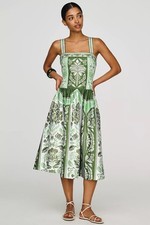 Farm Rio x Anthropologie Delicate Tapestry Cotton Midi Dress XL NWT Green