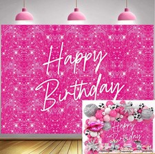 Hot Pink Shimmer Wall Backdrop for Girls Birthday 7x5FT Glitter Sequins Party...