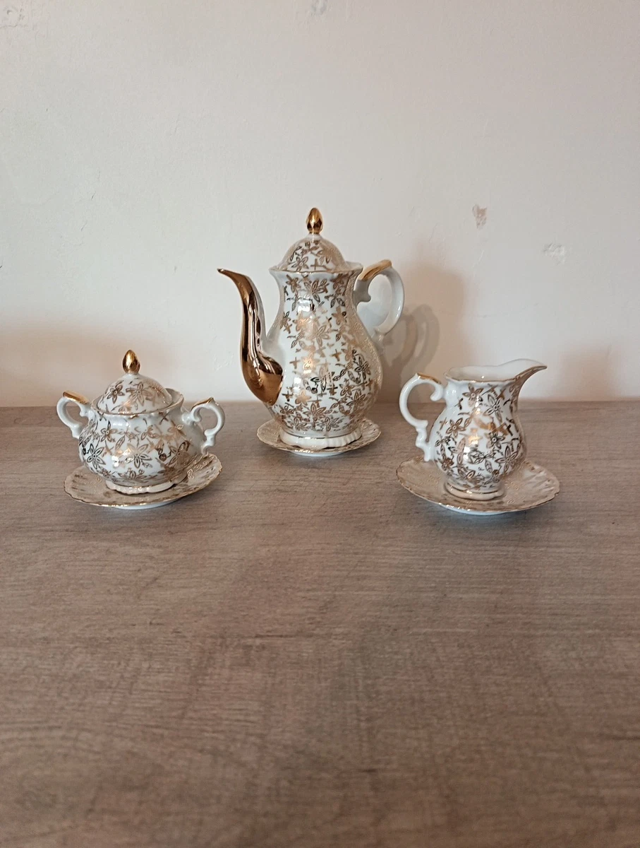 SERVICE À CAFÉ pour 8 personnes Flores Bavaria , En porcelaine dorée