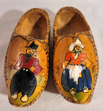VTG Pair Wooden Dutch Shoes Clogs 16 cm US-10, UK-9.5 Folk Dress Handpainted