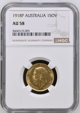 1918 Royal Mint UK Perth Full Sovereign AU58 NGC