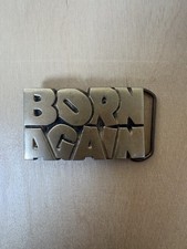 Vintage Born Again / Christian Brass Belt Buckle 70s