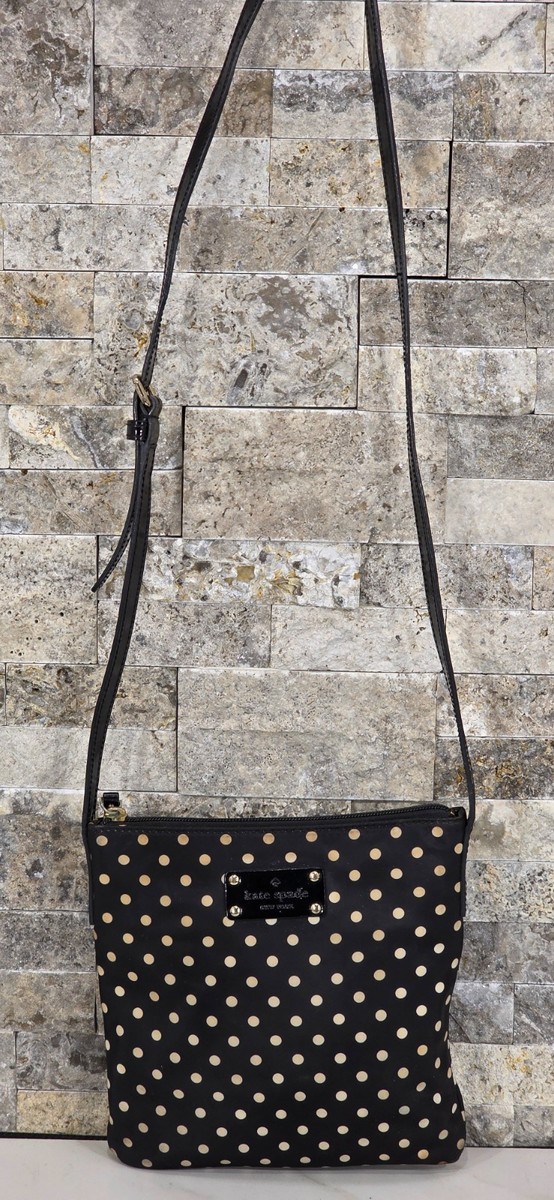 VTG Kate Spade Black Polka Dot Crossbody Bag Nylon Swingpack Y2K 