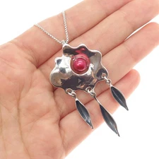 HAGIT GORALI Sterling Silver Vintage Israel Real Pearl Modernist Necklace 20"