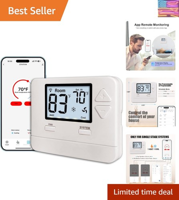 #ad #ad WiFi Thermostats for Home Single Stage 1Heat 1Cool APP Remote Control 7 Da... $89.27