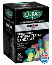 CURAD Performance Series IRONMAN Antibacterial Bandages, Extreme Hold, 50 Count