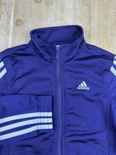 ADIDAS Track Suit Jacket Purple White Stripes Embroidered YOUTH Small