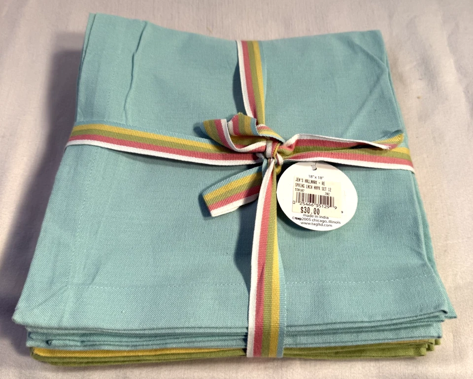 Conjunto de guardanapo vintage marca TAG 7 de 12 almoço de primavera - 18" x 18" -Novo com etiqueta - 100% algodão - Imagem 2 de 4