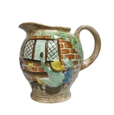 Vintage E. RADFORD Hand Painted Majolica Ceramic Pitcher Creamer Vase, ENGLAND