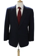 Gieves & Hawkes Mens Wool Striped Two Button Long Sleeve Blazer Navy Size 40