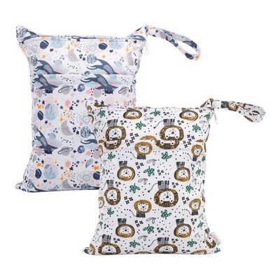ALVABABY 2pcs Cloth Diaper Wet Dry All in one, Cartoon tiger and flying cat