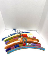 Vintage 70s Crochet Handmade Wood Clothes Hanger Yarn Covered Cottagecore Granny