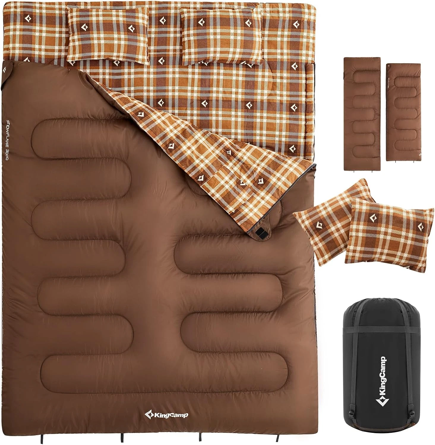 Double Sleeping Bag for Adults, Queen Size 2 Person XXL Flannel