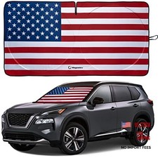 American Flag Windshield Sun Shade, High-Resolution Medium USA Original Flag