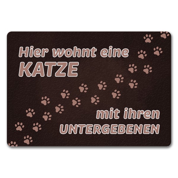 Hier Wohnt Eine Katze Mit Ihren Untergebenen FußMatte In 35X50 Cm Ohne Rand Mit-image