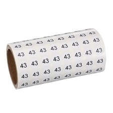 0.4" Small Round Number Stickers Roll, 1000 Pcs Circle Labels, Black Number 43