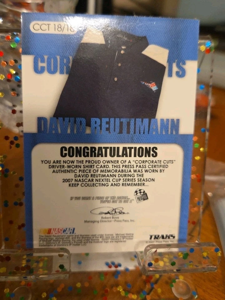 David Reutimann 2007 Press Pass Corporate Cuts Driver-Worn Shirt #CCT18 067/180 - Image 2 of 2