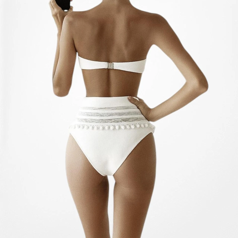 Tularosa Marysia Swim Off White Cream Bandeau High Waisted Swimsuit Size XS - Image 2 of 4