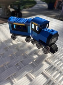 Lego Classic Blue Train With Wheels Engine and Connecting Car  from Set 10696   