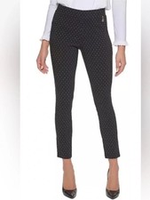 Tommy Hilfiger Womens Black White Polka Dot Ankle Pants Side Zip Size 2