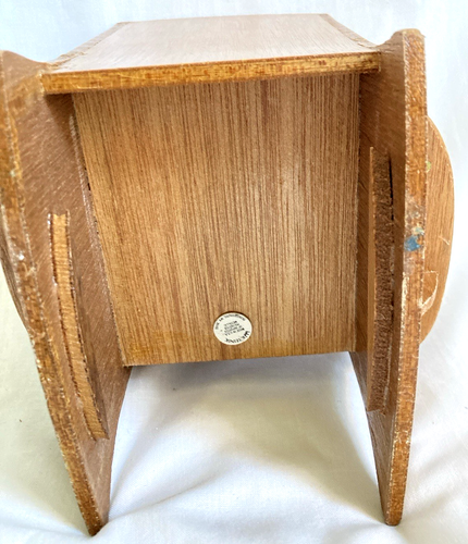 VTG Sewing Wood Rocking Chair padded cloth Pin Cushion Thread holder w/ Drawer - Picture 4 of 5
