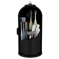 Waterproof Toothbrush Holder with 180  Rotating Cover, Solid Black