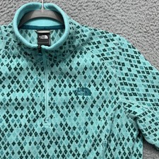 The North Face Fleece Jacket Womens Medium Blue 1/4 Zip Geometric Print C788