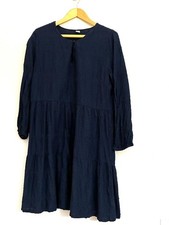 Old Navy Navy Blue Embroidered Tiered Boho Cottagecore Peasant Dress LARGE