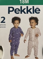 Pekkle NWT 18 M Blue Cherries /White Floral 2 Pack Pajamas Baby Girl Cotton