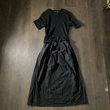 Zara Womens Contrasting Midi Black Fit & Flare Dress Size S 0858/464