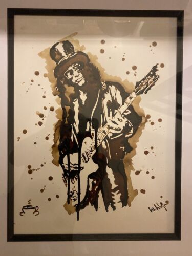 Slash Coffee Art Painting Guns N Roses Artwork Unique Guitar - Afbeelding 1 van 4