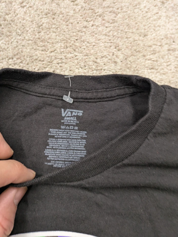 Camisa Vans Off the Wall Para Hombres S Pequeña Arco Iris Negra Crew Algodón Patineta Foto 3 de 4