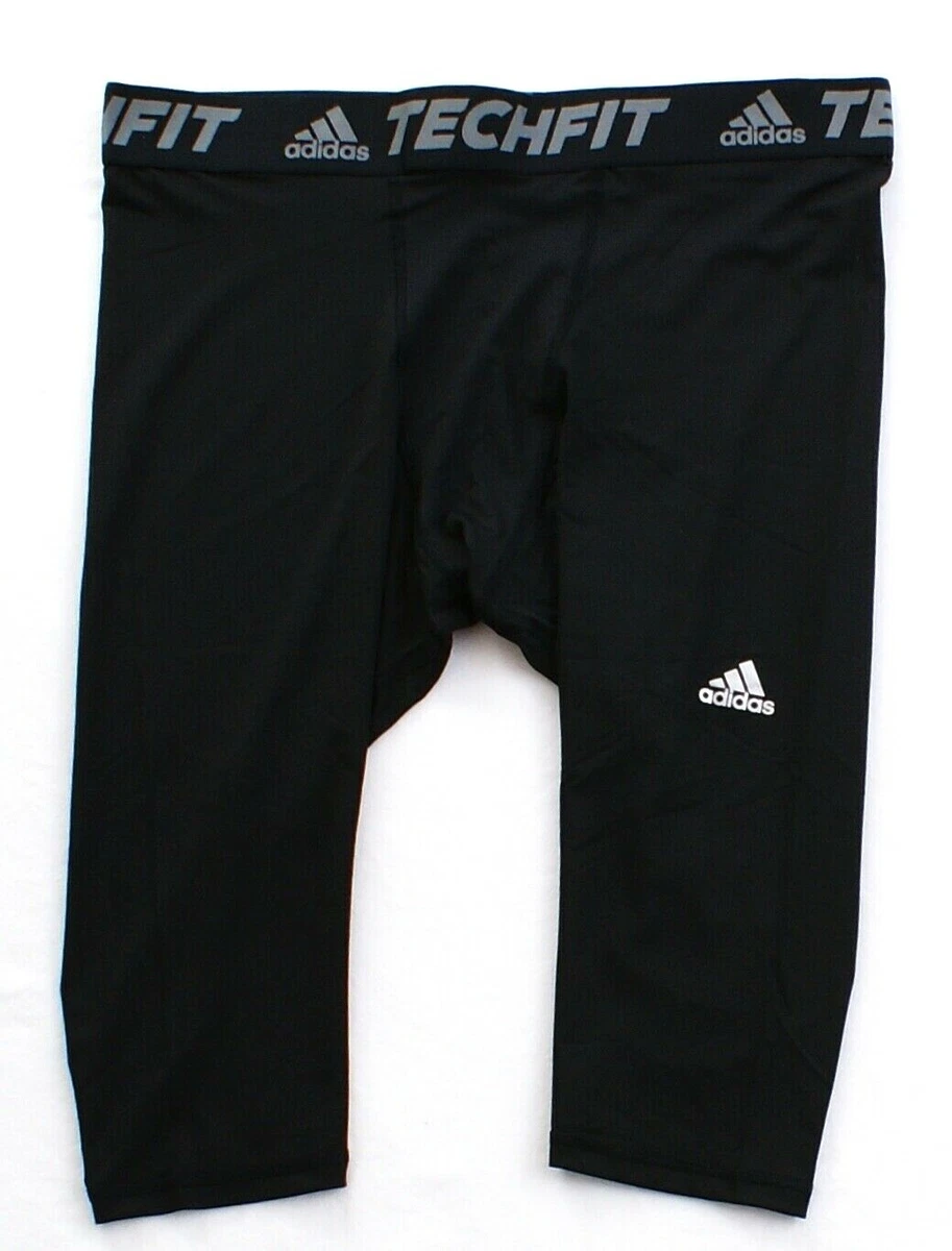 Adidas ClimaLite Techfit Base Black 3/4 Length Compression Tight Men's NWT