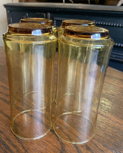 4pc Set Vintage Libbey 16oz BOLERO GOLD Amber Yellow Tumbler Glasses & Juice - Picture 11 of 19