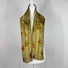 Laura Ashley 100% Silk Scarf Floral 7x54 Green Feminine Cottagecore Fairy